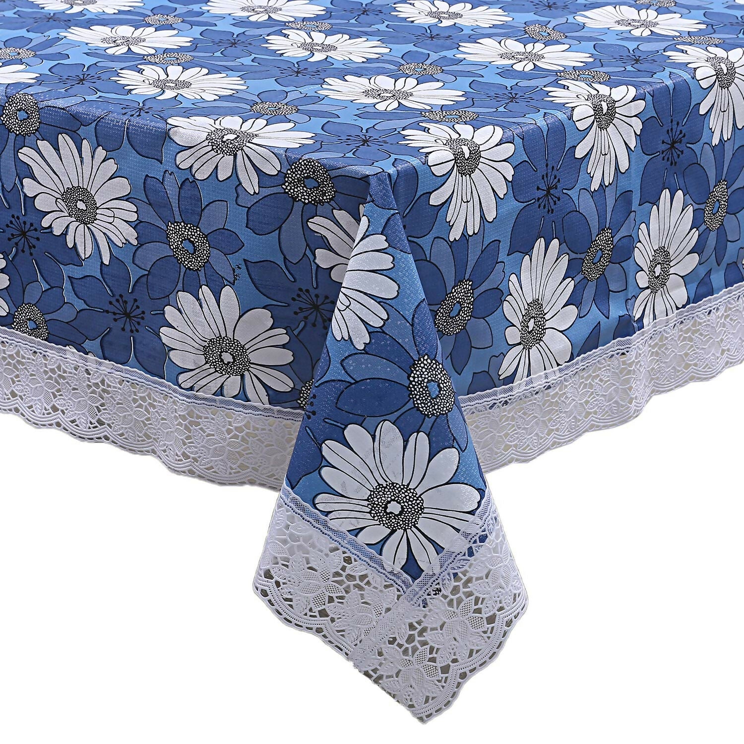 Mopak Decor Classic Sky blue Big Flower Table Cover – Small & Large (40x60 & 60x90) Inches
