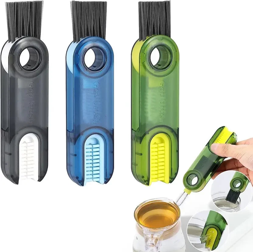3-in-1 Cleaning Brush for Teacups Multi-functional Brush Set (Multicolor, Single piece)
