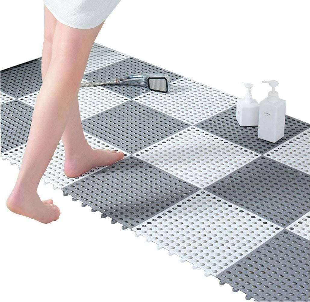 Anti-Slip Interlocking Bathroom Floor Mat Tiles – Water-Resistant & Drainage Design (1 pcs)