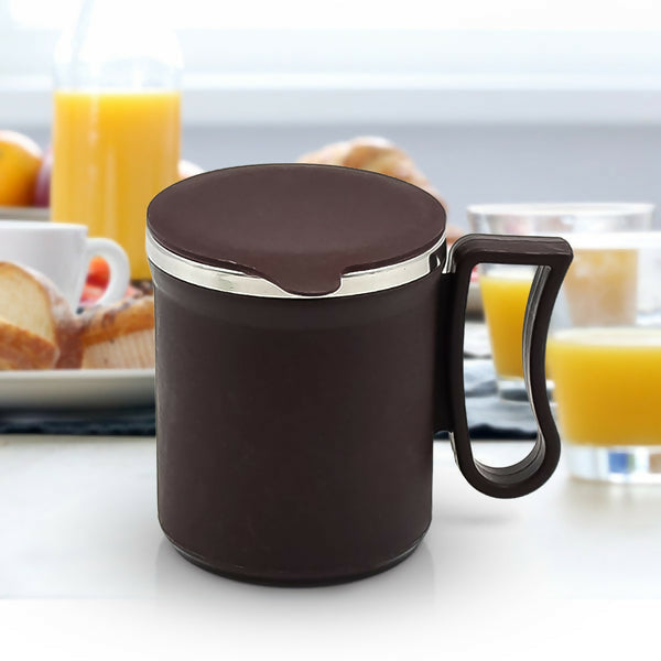 Stainless Steel Coffee Mug with Lid and Handle Plastic Cover 200ml (Random Color)