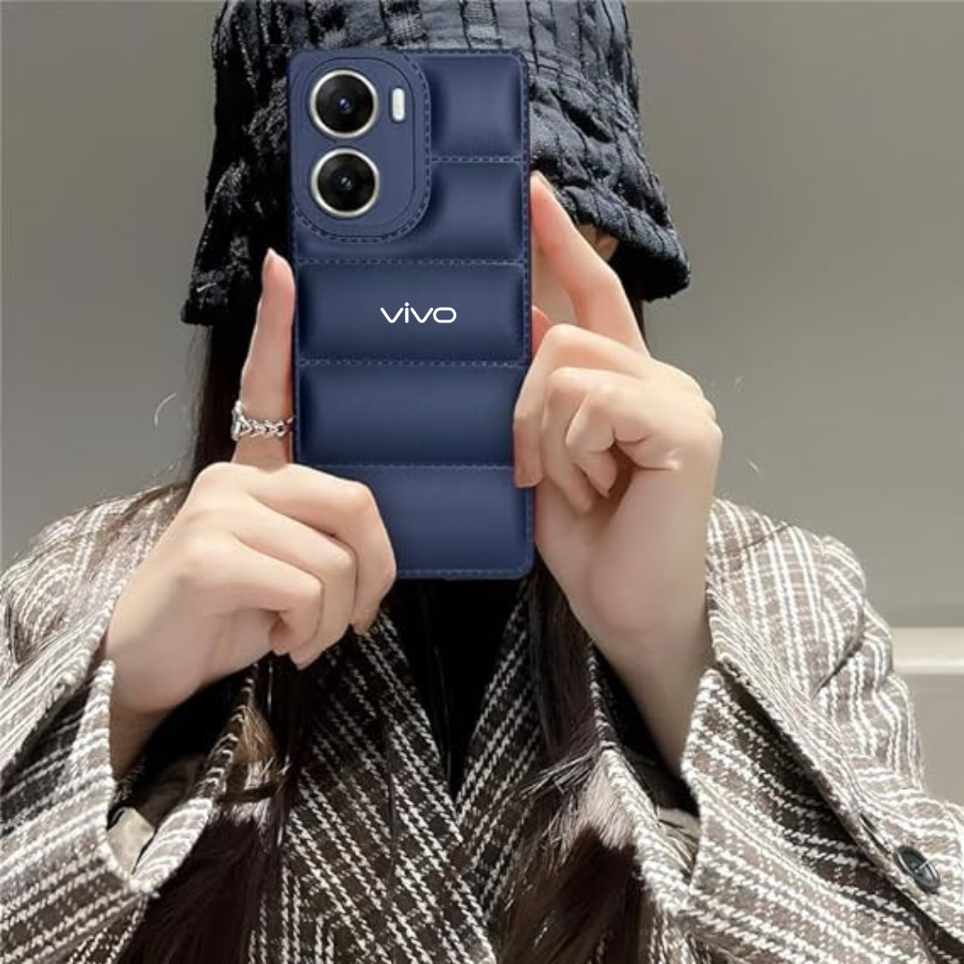 Dark Blue Puffon silicone case for Vivo V29E 5G