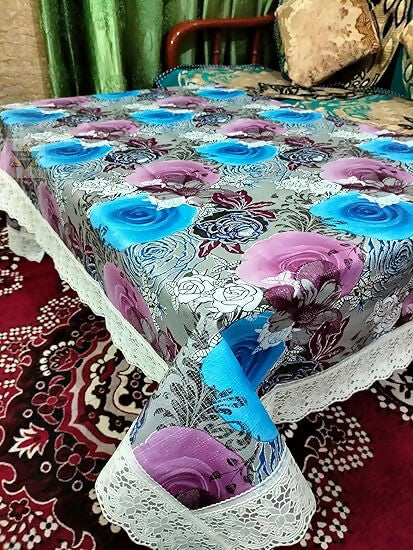 Mopak decor Table Cover 3D Medium Size 2to 4 Seater 40*60 Classic Table Cover Printed Table Cover with Lace Centre Table Cover Rectangular Table Cover Dining table cover