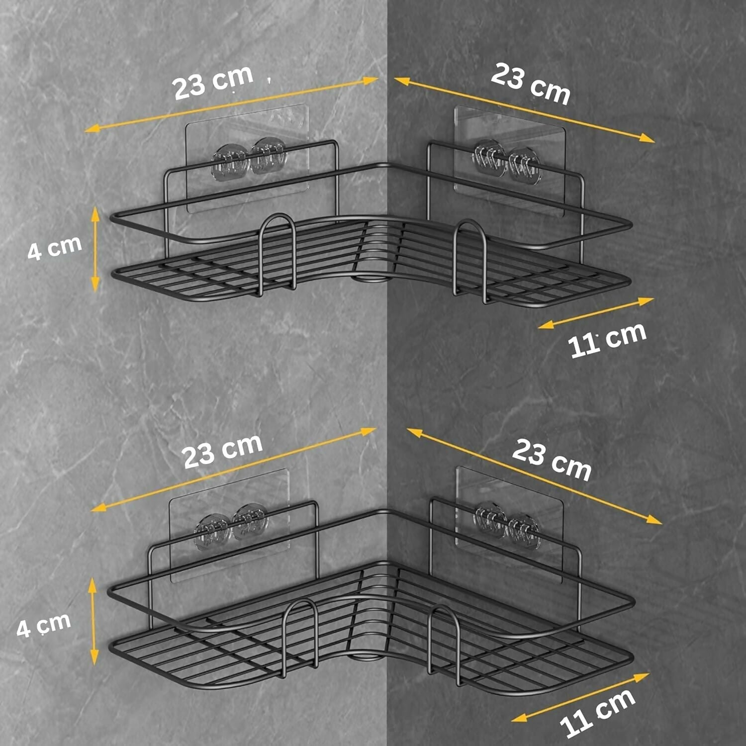 Heavy-Duty Self-Adhesive Metal Corner Bathroom Storage Rack (1 Piece)