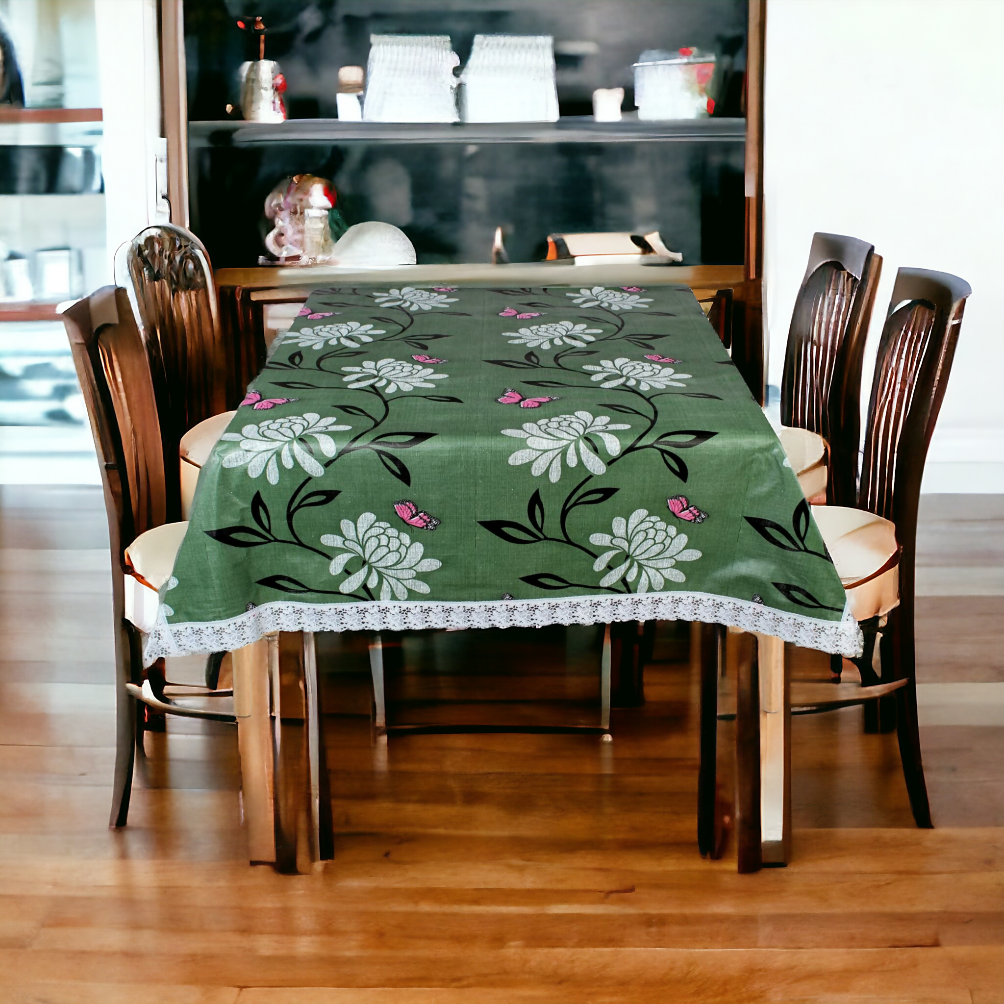 Mopak Decor 3D Printed Table Cover with Lace – Medium (40x60) for 4-Seater & Large (60x90) for 6-Seater – Rectangular Dining and Centre Table Cloth