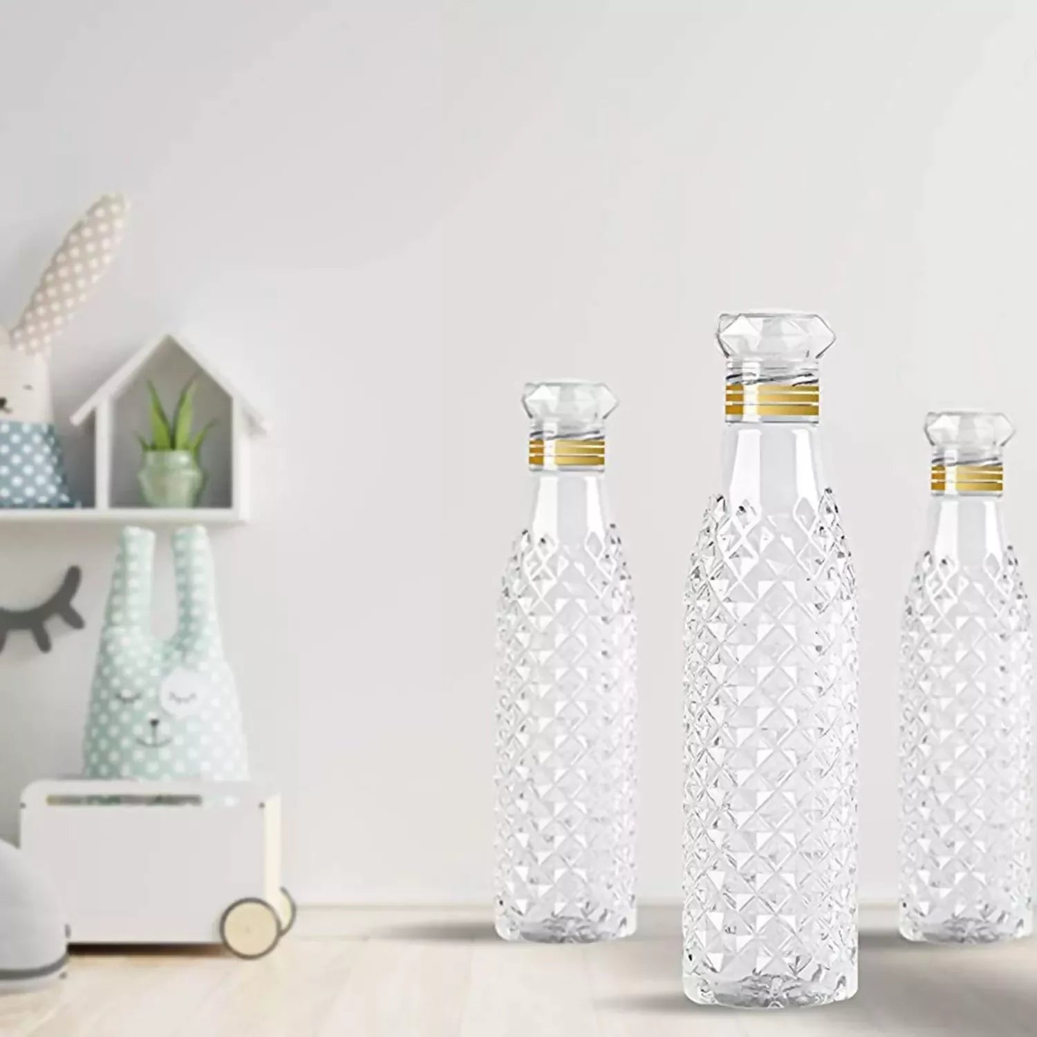 SLATOINDIA Diamond Water Bottles 1 Ltr (3 Pcs Set) (Multicolor)