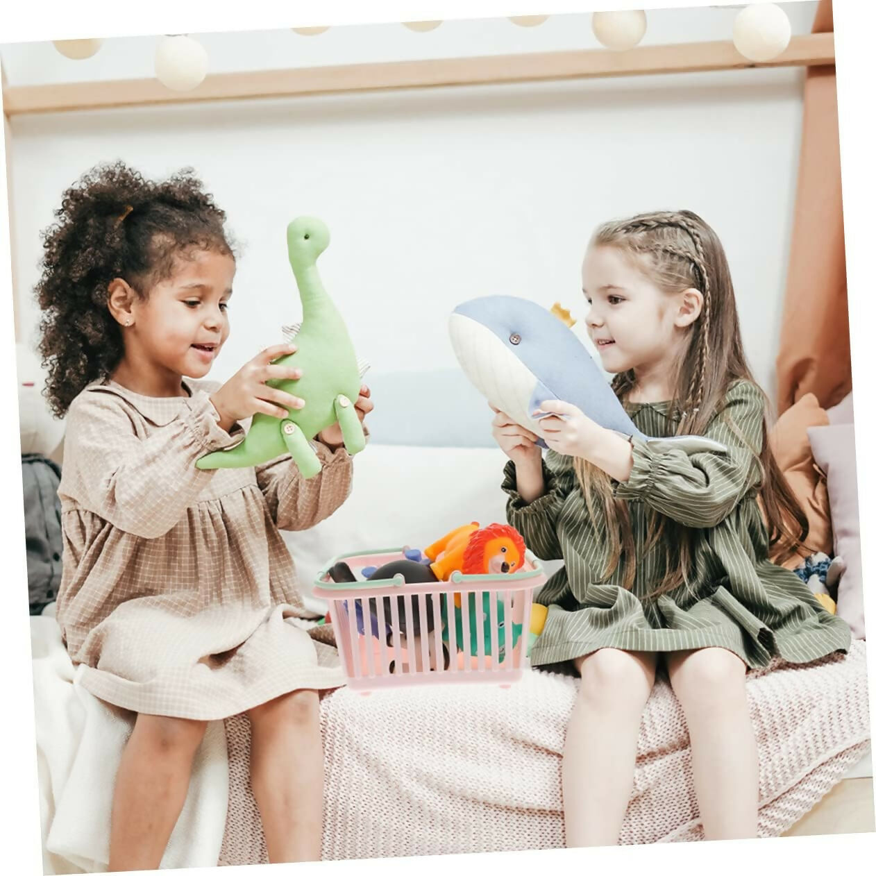 Multipurpose Plastic Storage Basket with Handles Small Bins for Bathroom, Toys, Sundries, and Desktop Organization