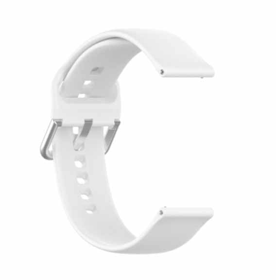 White Plain Silicone Strap With Stainless steel Buckle For Smart Watch (22mm)