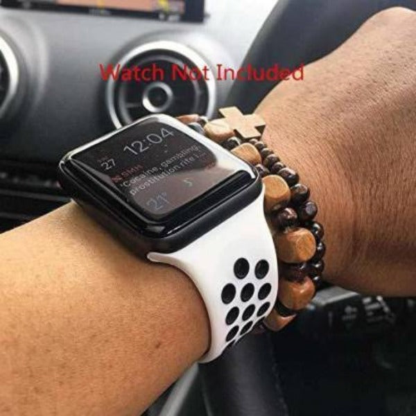 White Black Dotted Silicone Strap For Apple Watch Series 7 (42mm/44mm/45mm/46mm/49mm)