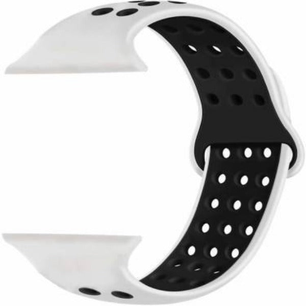 White Black Dotted Silicone Strap For Apple Watch Series 5  (38mm/40mm/41mm)