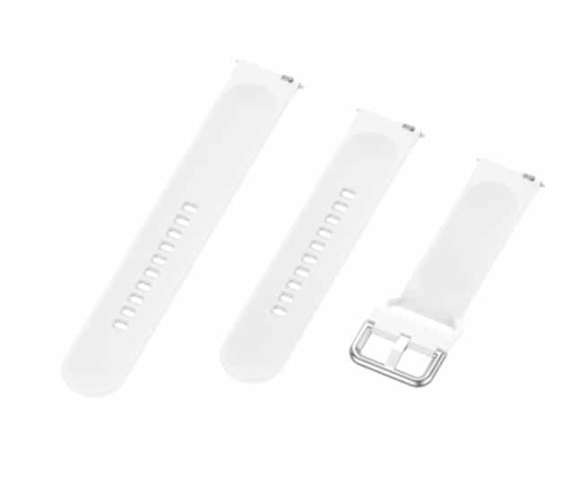 White Plain Silicone Strap With Stainless steel Buckle For Smart Watch (22mm)