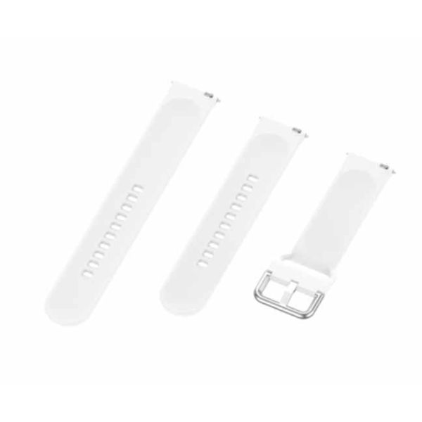 White Plain Silicone Strap With Stainless steel Buckle For Smart Watch (20mm)