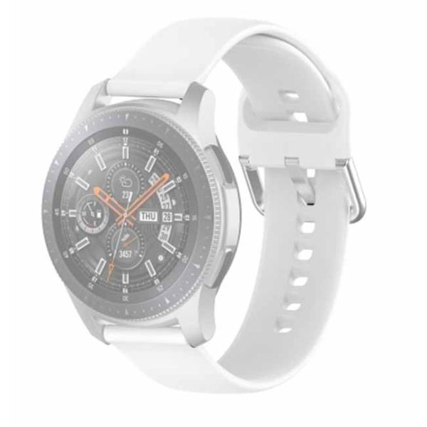 White Plain Silicone Strap With Stainless steel Buckle For Smart Watch (20mm)