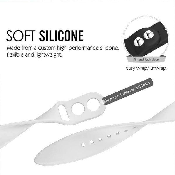 White Plain Silicone Strap For Watch Series 6 (42mm/44mm/45mm/46mm/49mm)