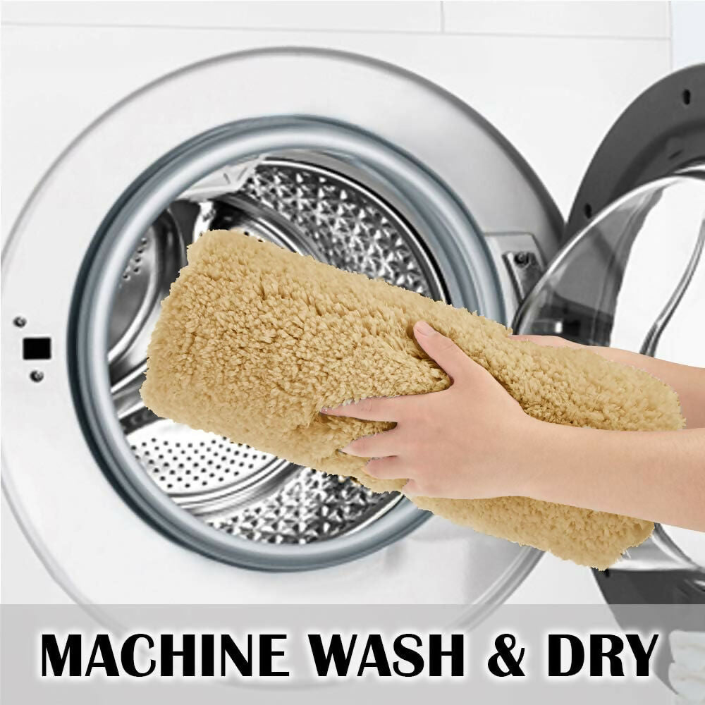 AaHo Water Absorbent Bath Mat Machine-Washable Fluffy Rug for Home (Gold)