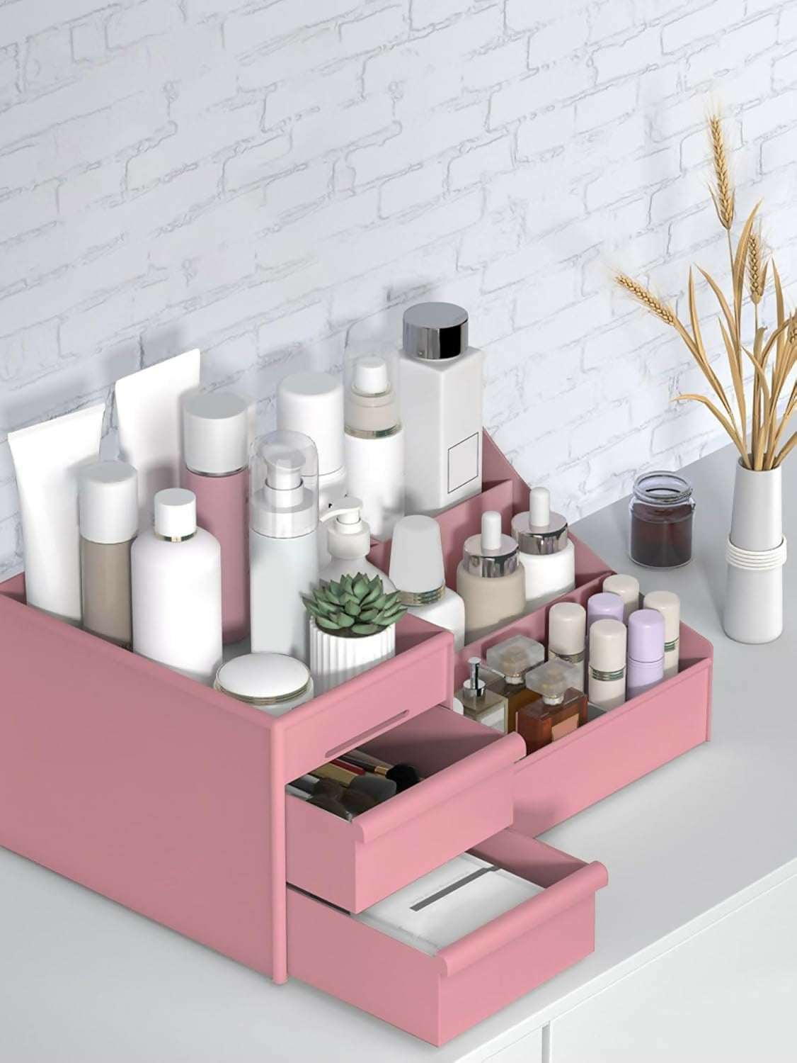 Large Capacity Cosmetic Storage Box Makeup Drawer Organizer( Plastic)