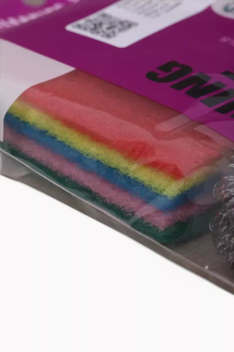 Multipurpose Cleaning Sponge N Scrubber (Sponge & Stainless Steel) - (Set of 9)