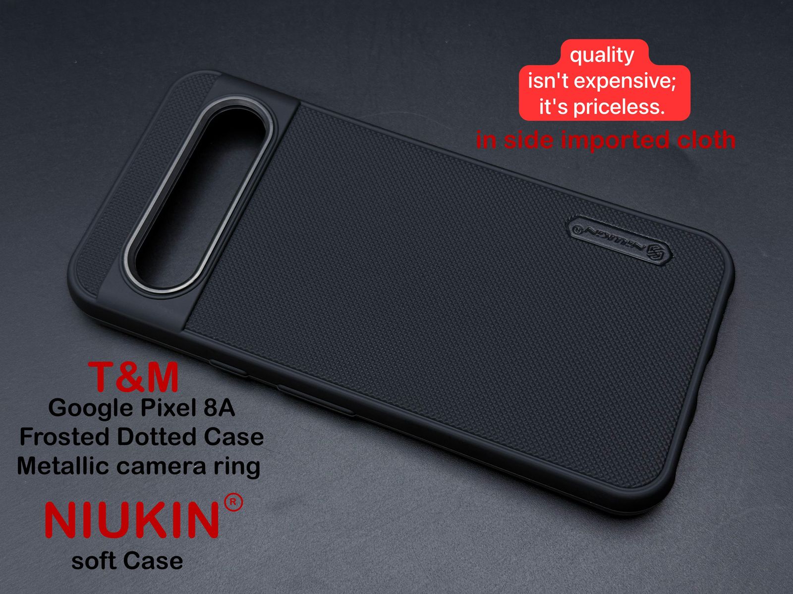 Black Niukin Silicone Case for Google Pixel 8a