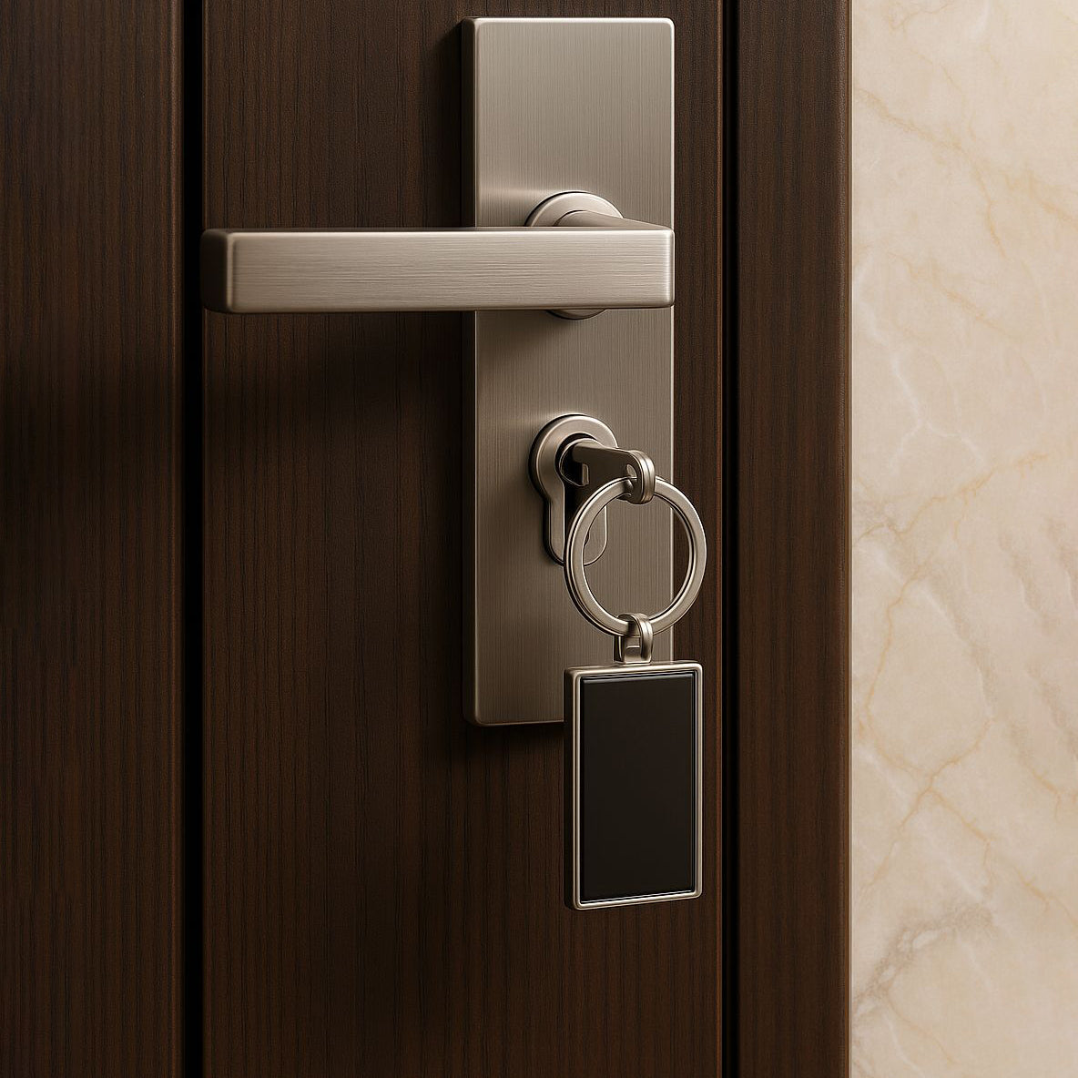 Sleek Rectangular Metal Keychain