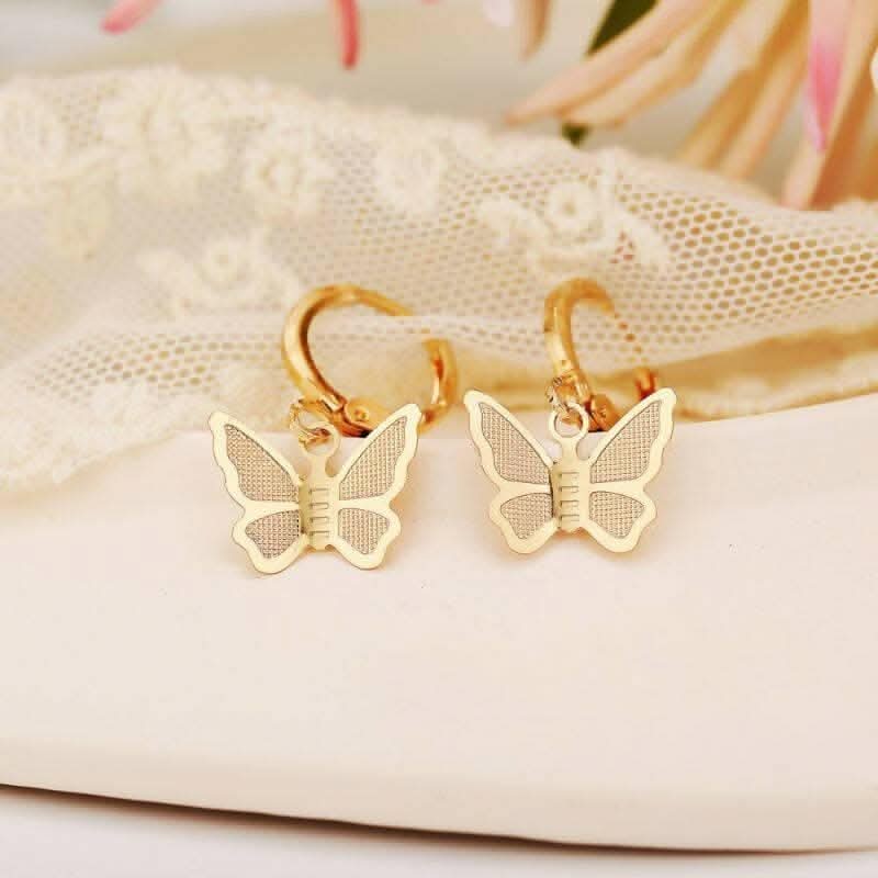 Pinapes Elegant Gold Plated Butterfly Clip-On Earrings for Women & Girls