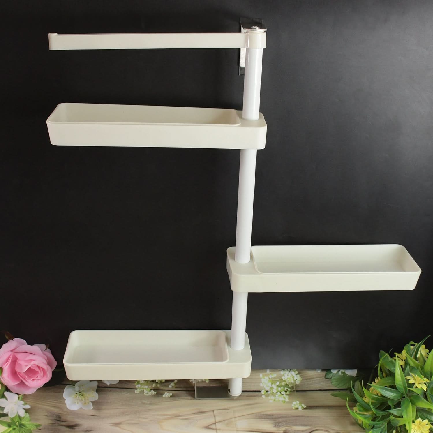 360° Rotating Adjustable Kitchen Storage Rack – Multipurpose Organizer Shelf for Home & Kitchen