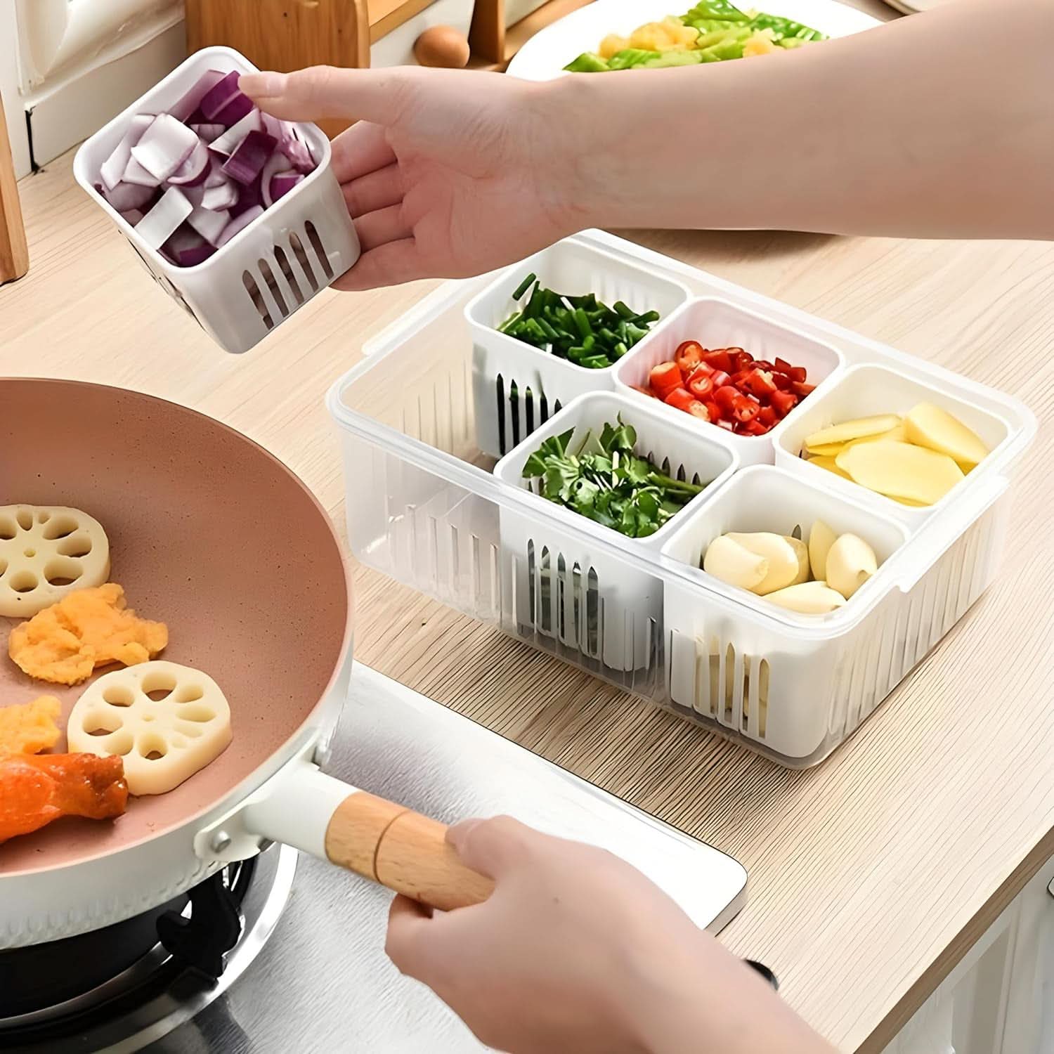 Kitchen Storage Box Refrigerator Crisper Container for Veggies