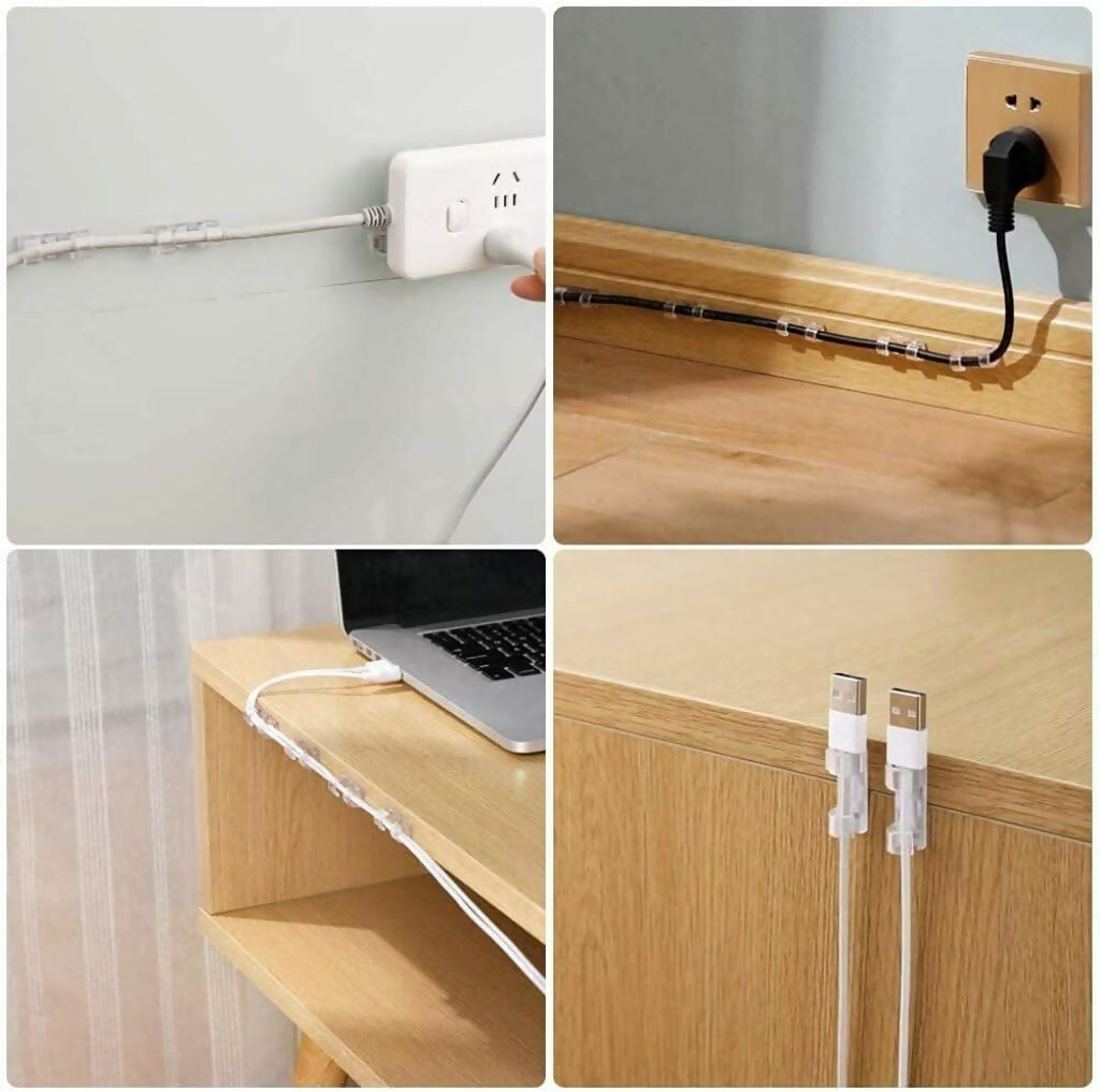 Wire Management Clips Multipurpose Cable Organizers with Strong Self-Adhesive for Home & Office (Pack of 20)
