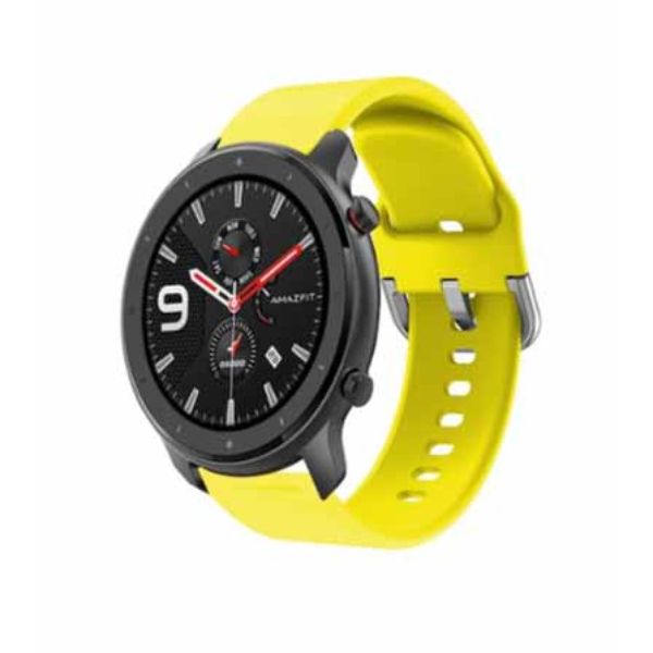Yellow Plain Silicone Strap With Stainless steel Buckle For Smart Watch (20mm)