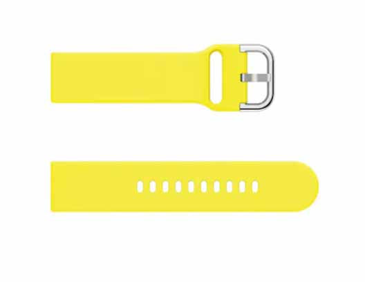 Yellow Plain Silicone Strap With Stainless steel Buckle For Smart Watch (22mm)