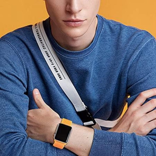 Yellow Border Nylon Strap For Apple Watch Series 7 (38mm/40mm/41mm)