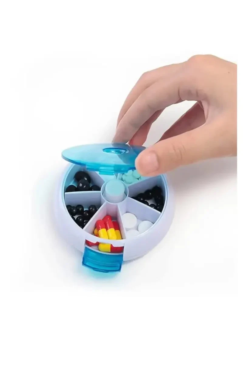 Plastic Mini Pill Storage Box - 8cm (Blue & White)