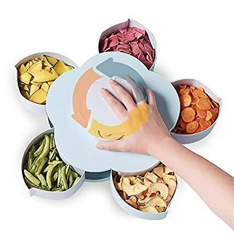 Smart Rotating Candy & Snack Storage Box – 5-Grid Petal-Shaped Organizer