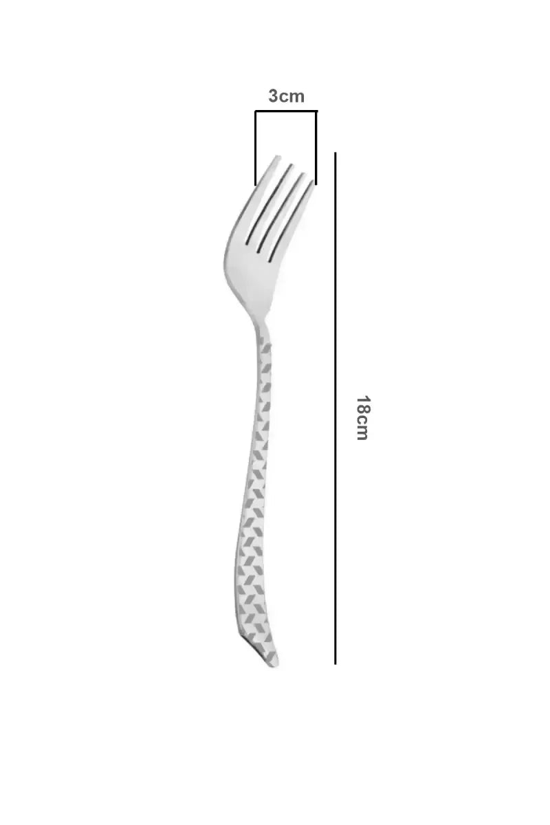 Prabha Stainless Steel Pyramid Dessert Fork Set - 18cm