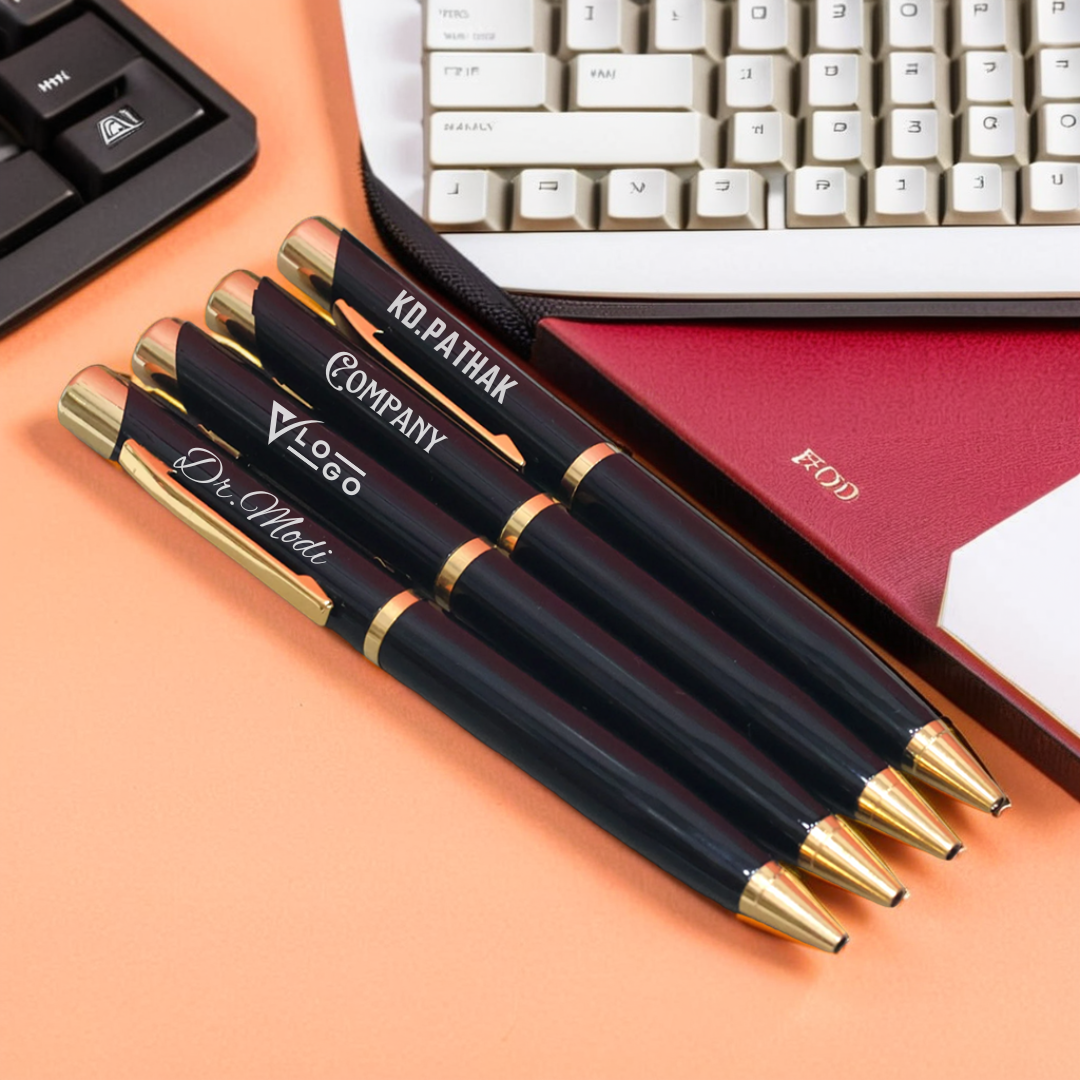 Personalized Glossy Black & Gold Pen – Executive & Corporate Gift