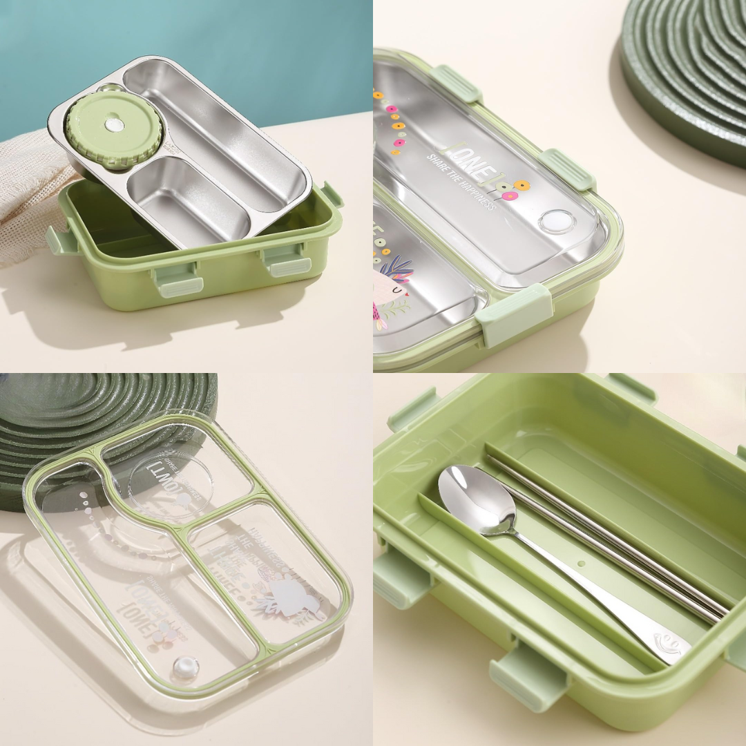 Keep It Fresh! 3-Compartment Insulated Lunch Box 700+150ml