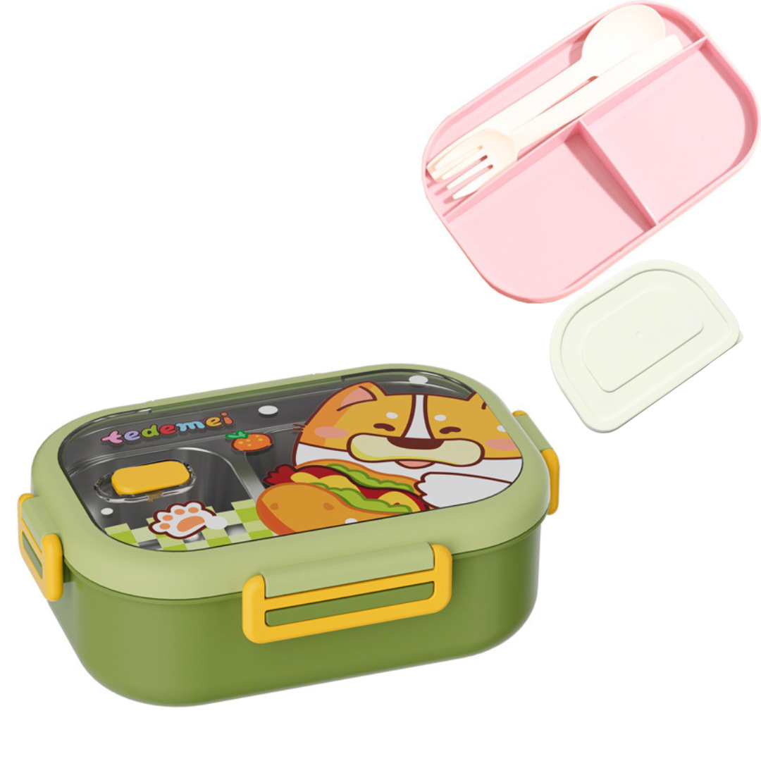 Cute Animal Steel Lunch Box – 850ml of Fun & Freshness!