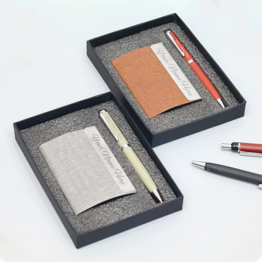 Customized Gift Set with Card Holder & Ball Pen