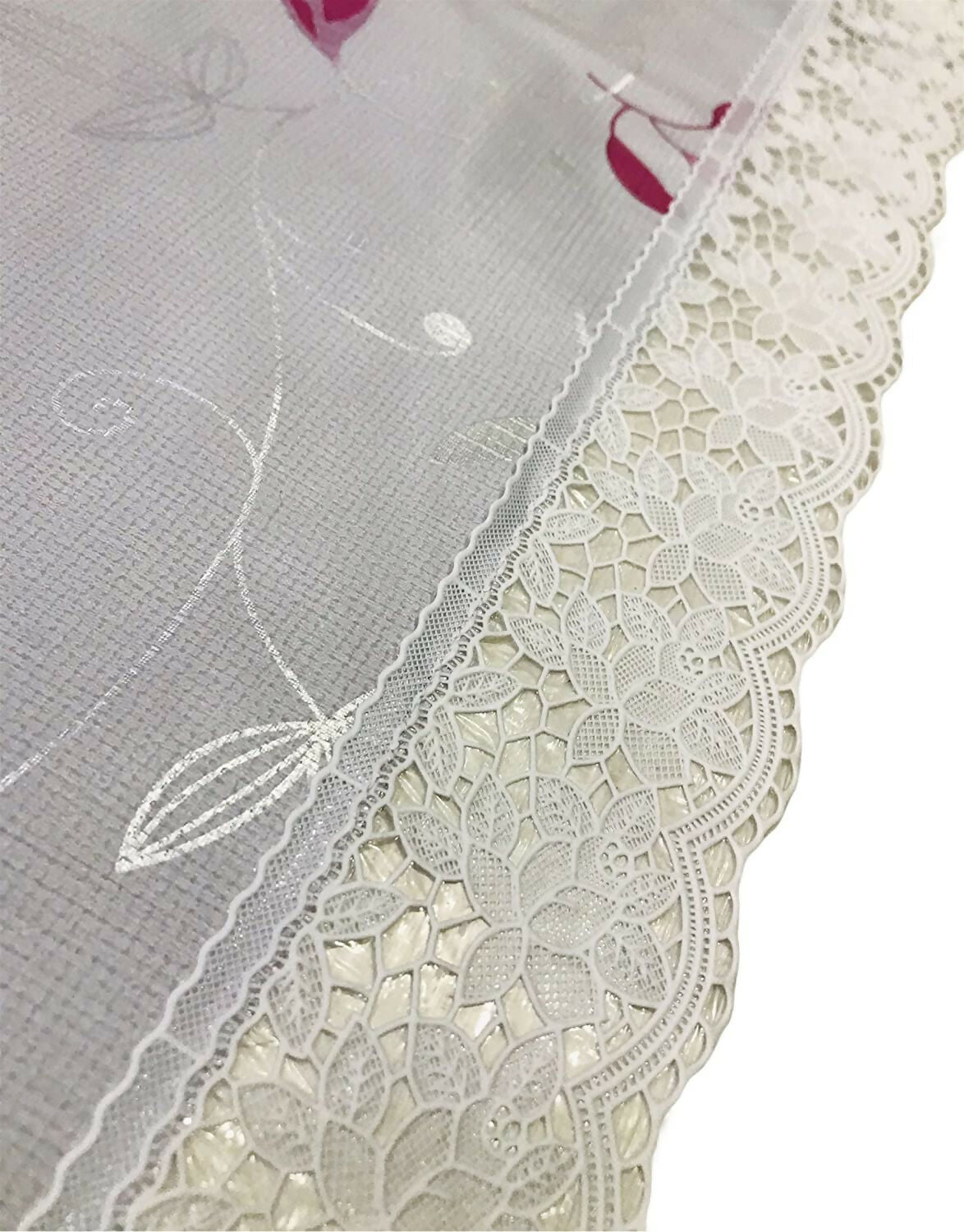 Mopak Decor Table Cover 3D Medium Size 2 to 4 Seater (40*60,Red) Classic Table Cover Printed Table Cover with Lace Centre Table Cover Rectangular Table Cover Dining table cover