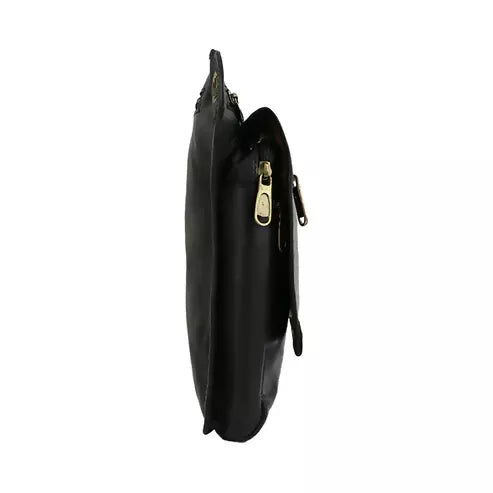 Vintage PU Leather Utility Bag – Multi-Pocket Travel & Everyday Bag (Black)