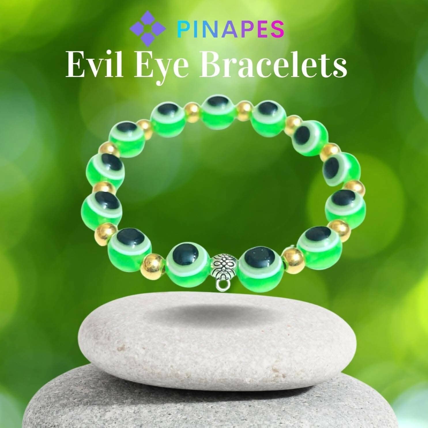 Pinapes Green Evil Eye Bracelets Adjustable Thread Bracelets for Couples (Pack of 2)