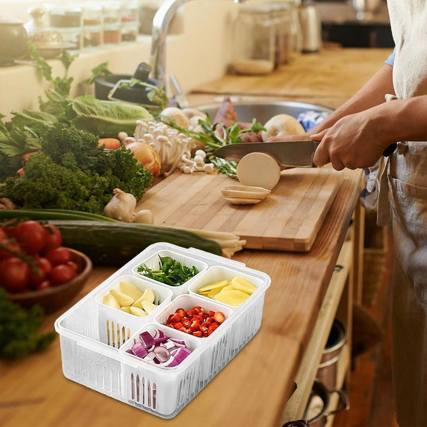 Kitchen Storage Box Refrigerator Crisper Container for Veggies