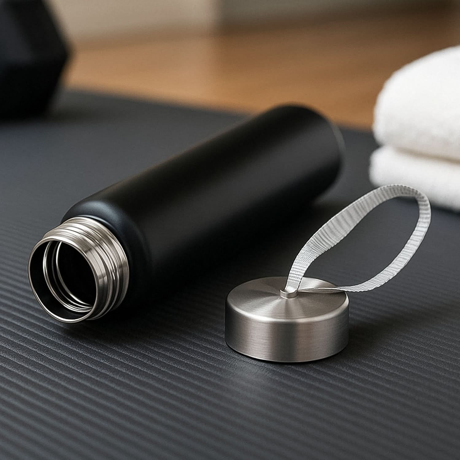 Portable Stainless Steel Water Bottle With Strap (Approx 250ml)