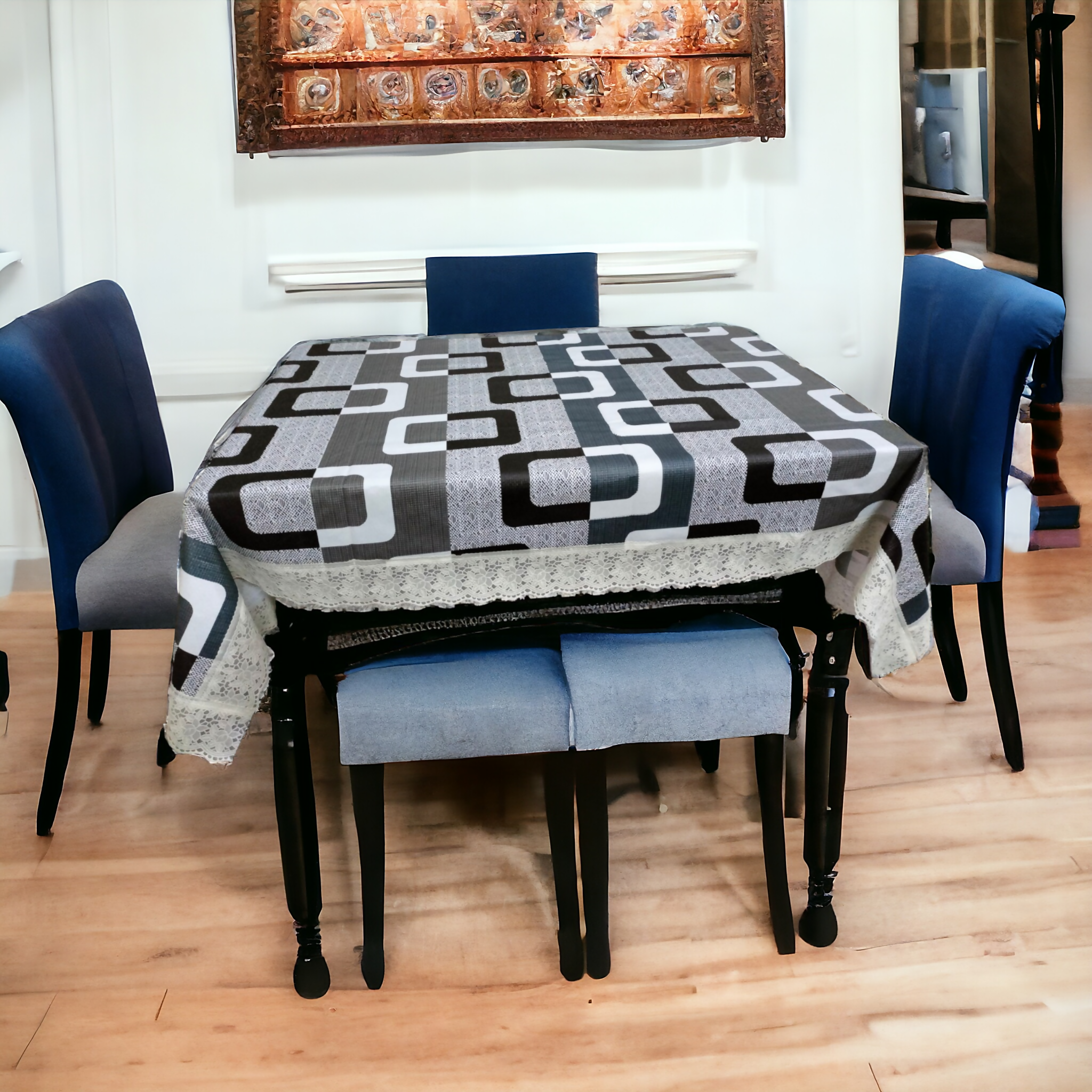 Mopak decor Table Cover 3D Medium Size 2 to 4 Seater 40*60 Classic Table Cover Printed Table Cover with Lace Centre Table Cover Rectangular Table Cover Dining table cover