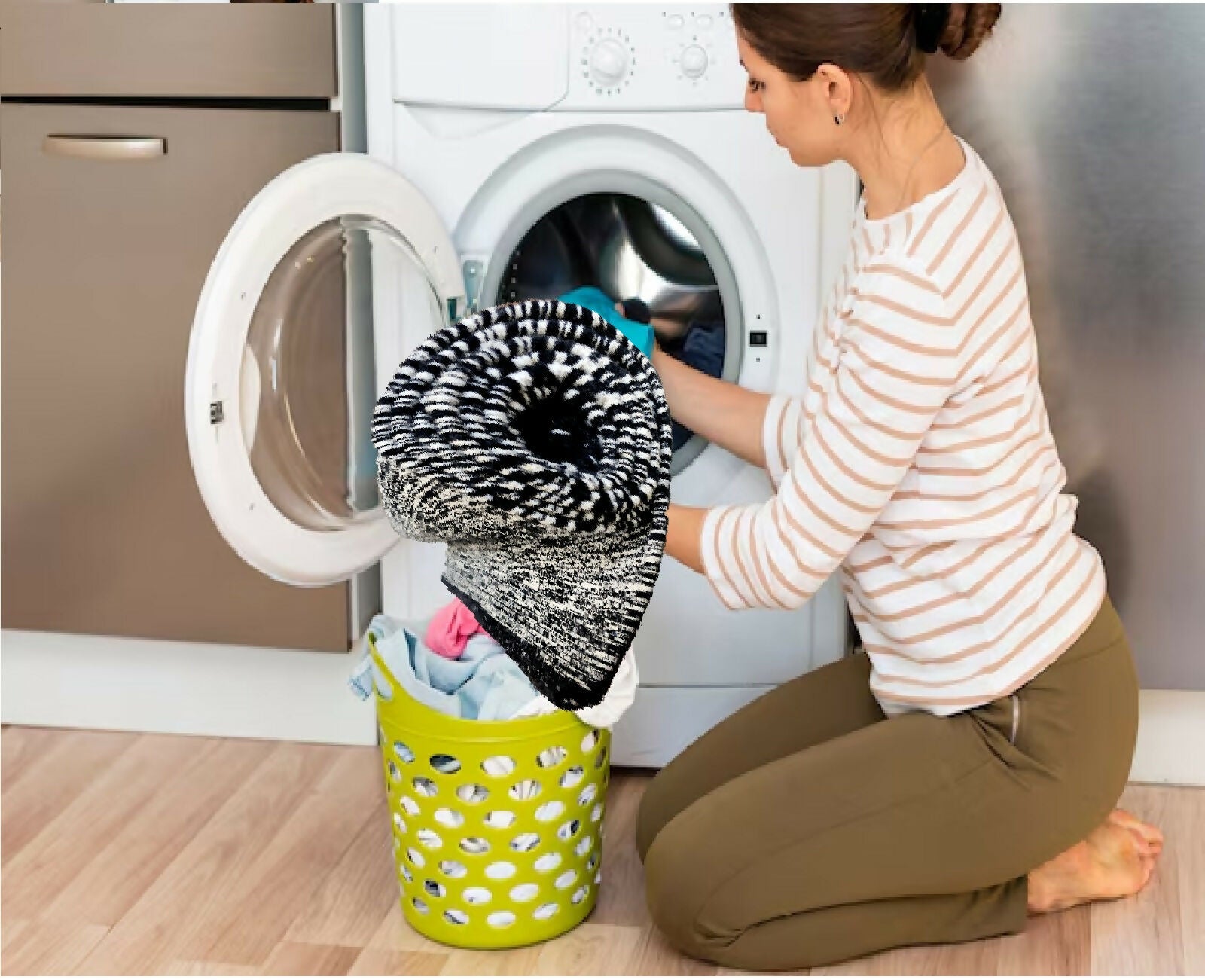 AaHo Feather Fur Hand-Woven Runner Soft Carpet for Living Room & Hall (22x55 inch, Back and White)