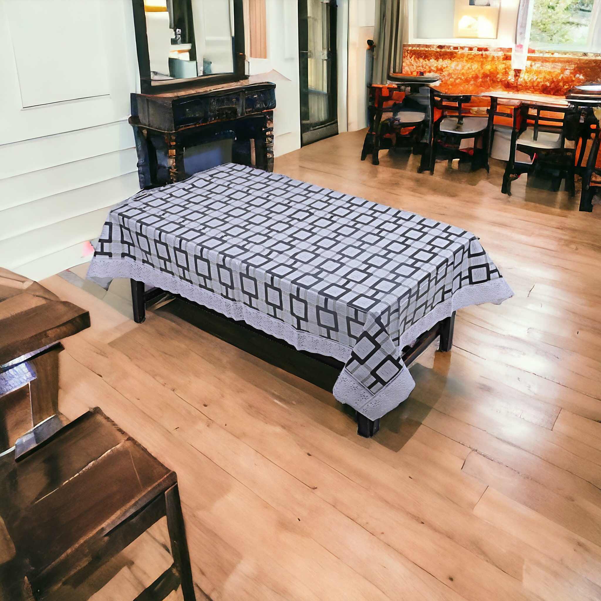 Mopak Decor Table Cover 3D Classic Table Cover Printed Table Cover with Lace