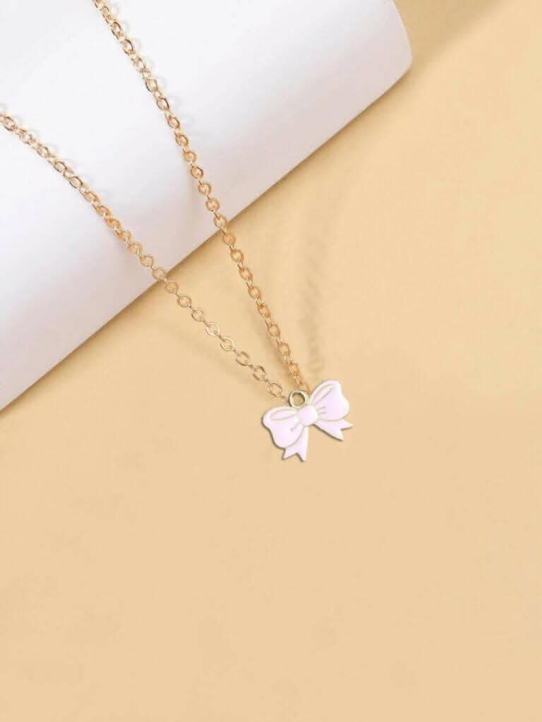 Pinapes Bow White Inspirational Necklace Gifts For Women Teen Girls