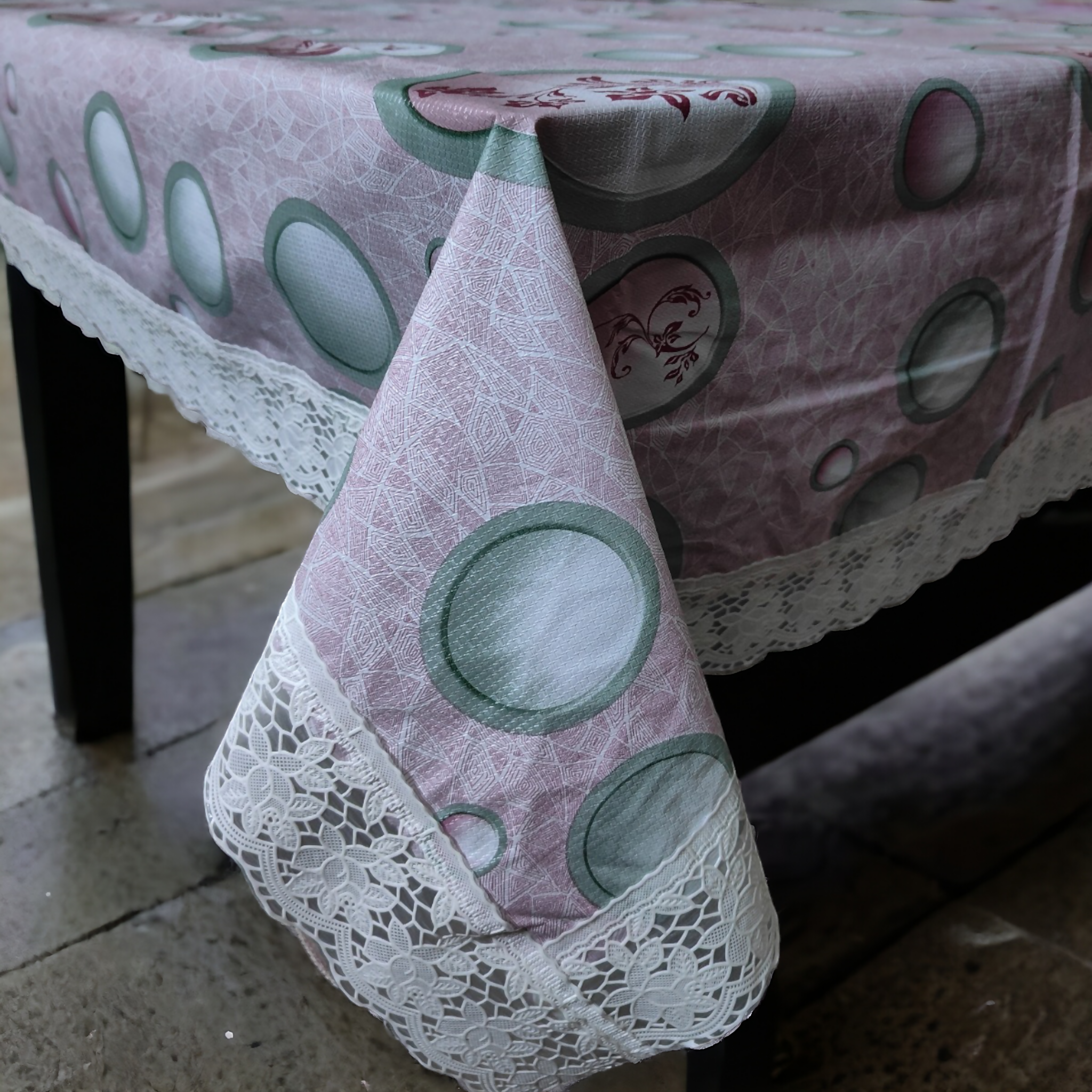 Mopak Decor 3D Printed Table Cover with Lace – Rectangular Dining and Centre Table Cloth