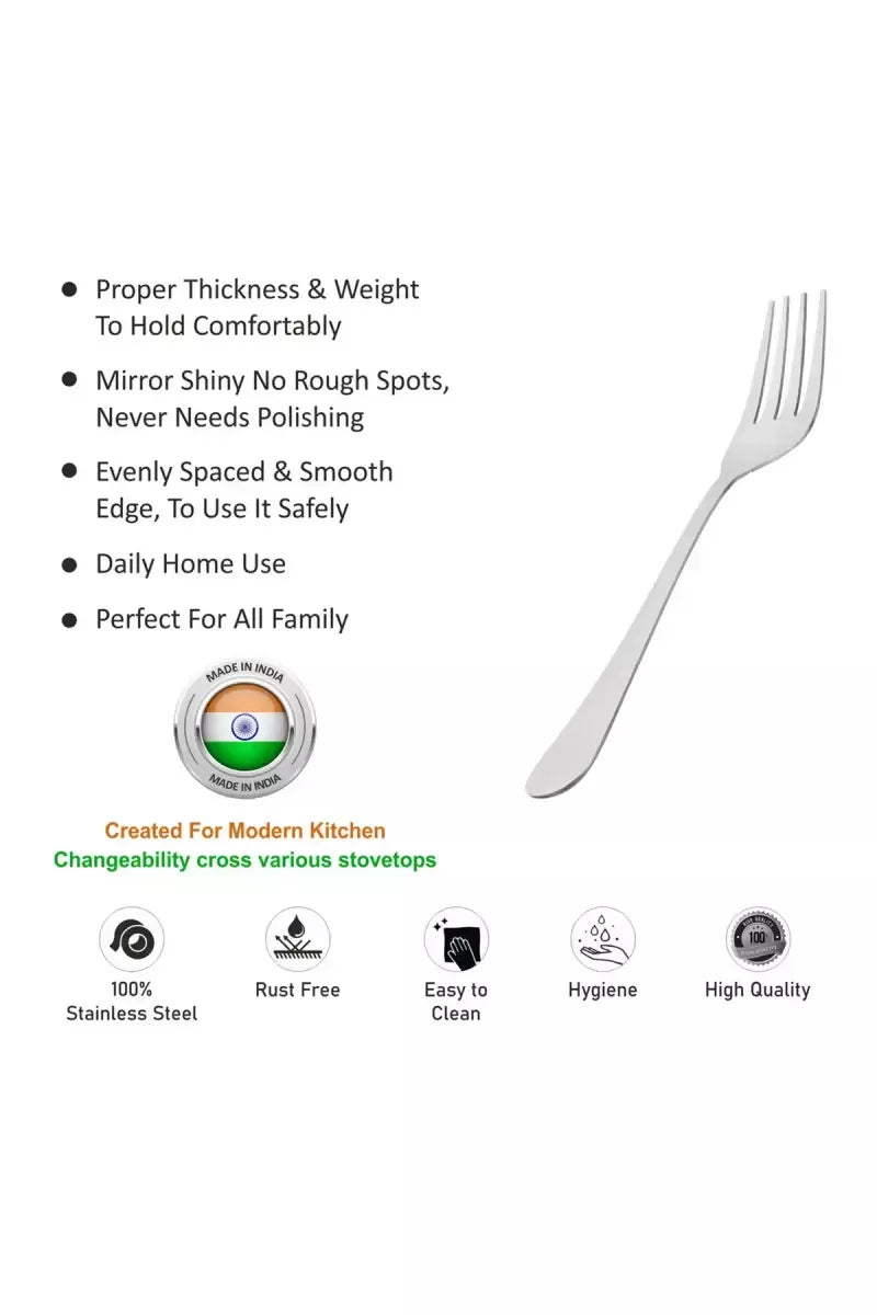 Prabha Stainless Steel Royal Tea Fork Set - 14cm