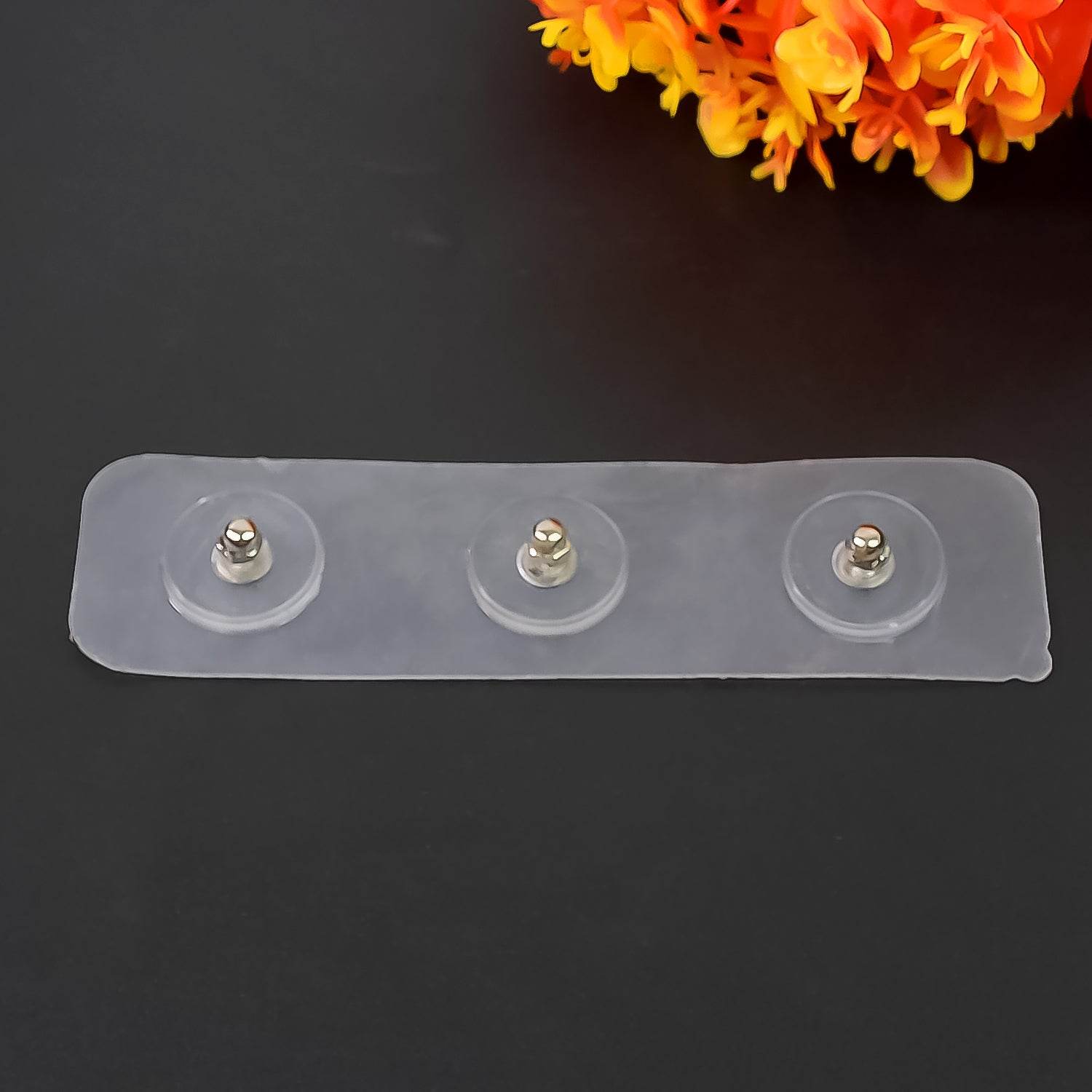 Bachat Club clear adhesive wall hooks strip with three metal hooks for home and kitchen organization