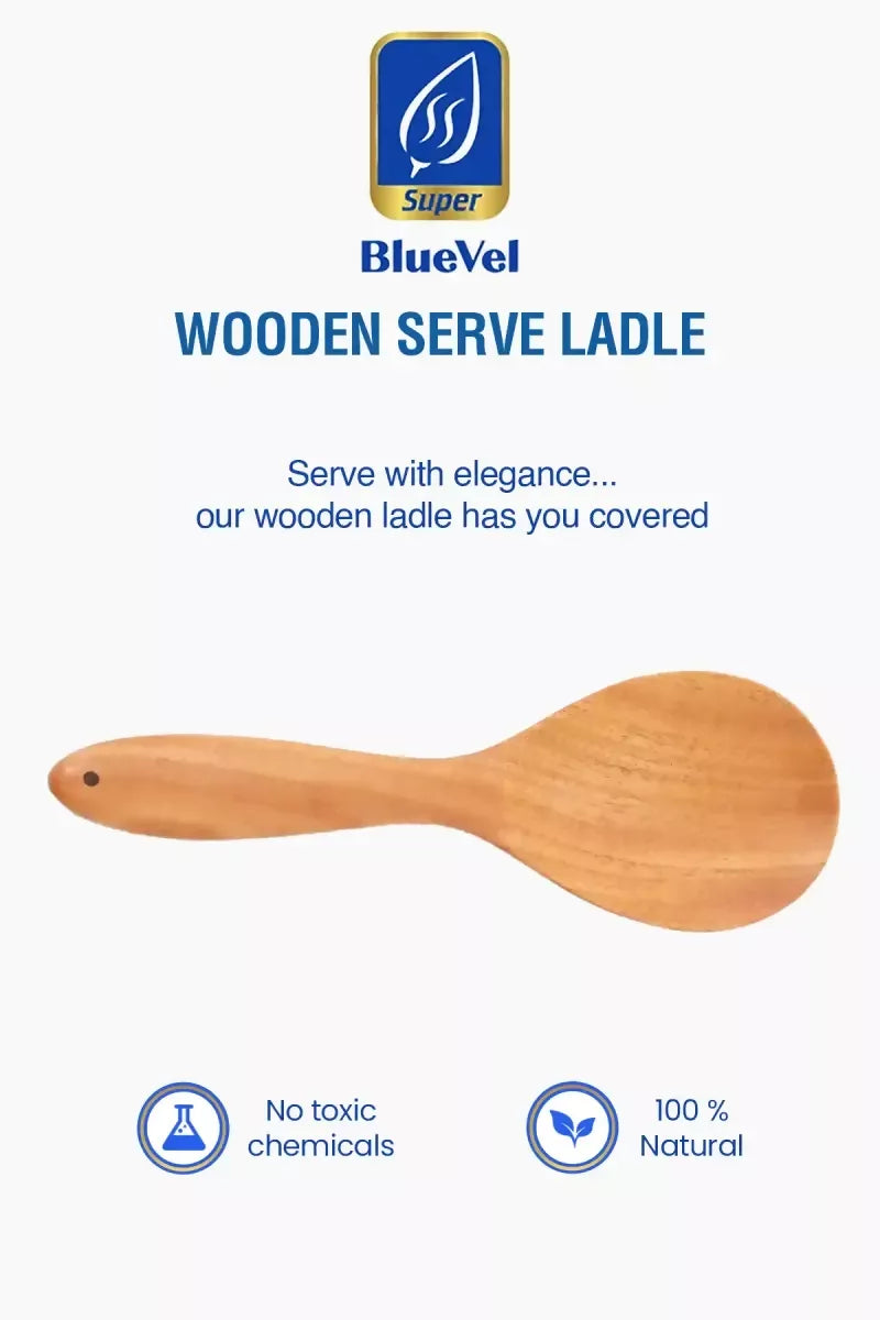 Bluevel Neem Wood Serving Ladle - 25 cm