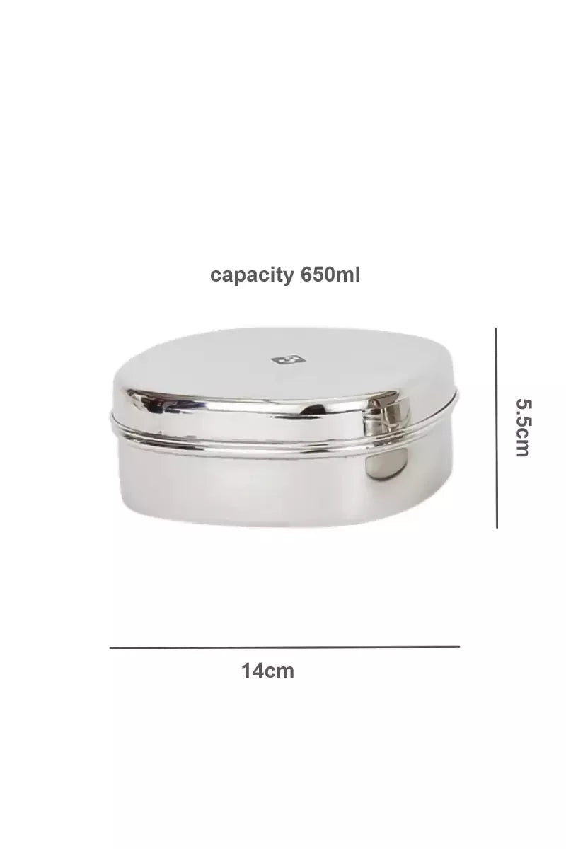 Zion Stainless Steel Sleek Lunch Box - 650 ML